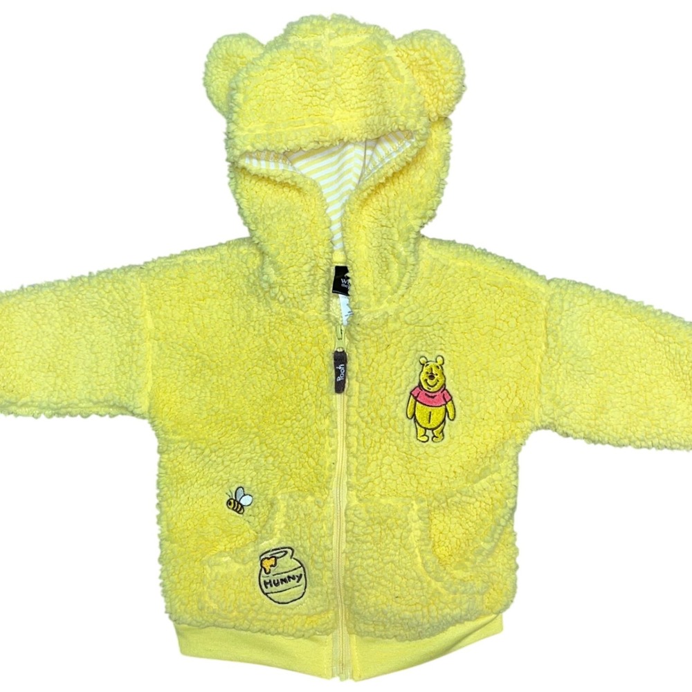Disney Baby Winnie the Pooh Yellow Sherpa Fleece‎ Hoodie Jacket 6-9 Months